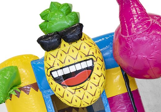 Ordene pequeño castillo inflable multiplay en tema flamenco con tobogán para niños. Castillos inflables de rebote con tobogán a la venta en JB Hinchables España