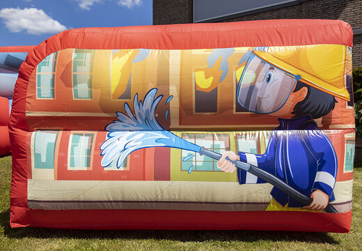Opblaasbaar bubble park met schuim in brandweer thema te koop voor kinderen