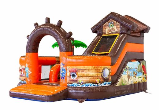 Gran castillo inflable abierto multijugador con tobogán a la venta en funcity pirate theme para niños. Ordene castillos inflables en línea en JB Hinchables España