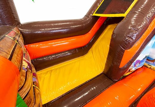 Castillo hinchable pirata de Funcity con un tobogán en el interior, el objeto 3D en la superficie de salto y un divertido diseño pirata para niños. Compre castillos hinchables en línea en JB Hinchables España