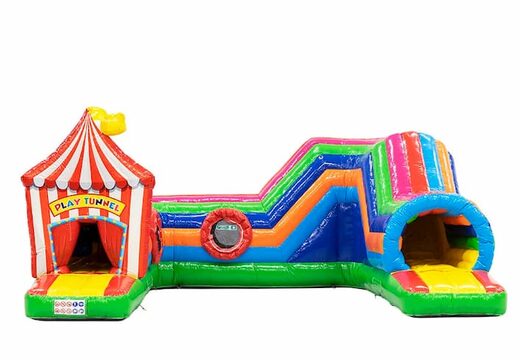 Compre un gran castillo hinchable de circo con obstáculos, una pendiente de escalada y un tobogán para niños. Ordene castillos hinchables en línea en JB Hinchables España