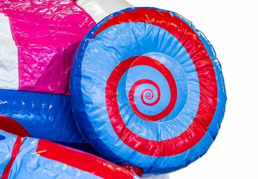 Castillo hinchable con temática de caramelo con tobogán y objetos en 3D para niños. Compre castillos hinchables en línea en JB Hinchables España