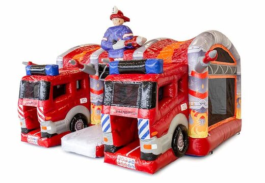 Compre un castillo hinchable multijugador grande de interior con tobogán en el tema de los bomberos para niños. Ordene castillos hinchables en línea en JB Hinchables España