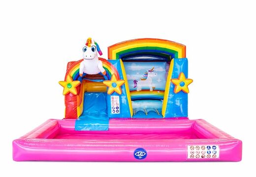 Ordena el castillo hinchable multifuncional Mini Splash Bounce Unicorn en JB Hinchables España. Compre castillo hinchable en línea en JB Hinchables España