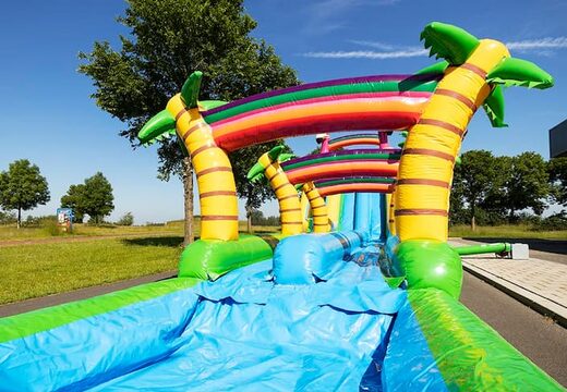 Pedido Castillo hinchable Drop & Slide Jungle con tobogán doble para niños. Compre castillos hinchables en línea en JB Hinchables España