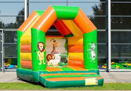 Un mediano de castillo hinchable a la venta con tema de selva para niños. Compra castillos hinchables ahora en línea en JB Hinchables España
