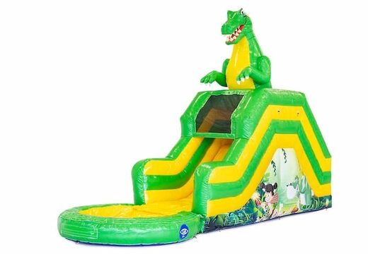 Compre un castillo hinchable con tobogán de agua para su jardín con un tema de dinosaurios para niños. Ordene hinchables en línea en JB Hinchables España