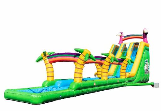 Pedido Castillo hinchable Drop & Slide Jungle con tobogán doble para niños. Compre castillos hinchables en línea en JB Hinchables España