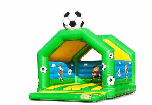 Groot overdekt springkussen kopen in thema voetbal voor kinderen