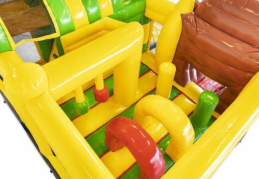 Ordene un cojín de aire inflable en el tema del mono banana con tobogán para niños