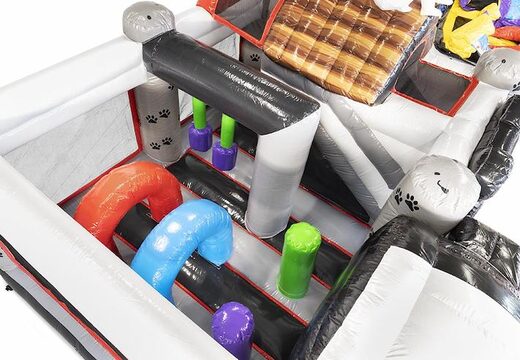 Compre un colchón de aire inflable con temática de animales con un perro grande para niños