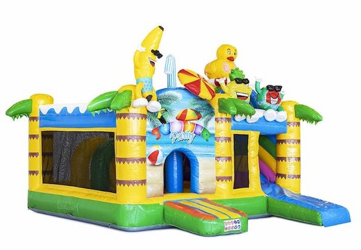 Pide castillo hinchable con tobogán en tema de fiesta de verano para niños