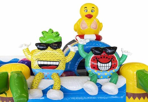 Comprar cojín de aire hinchable con tobogán en tema fiesta de verano para niños