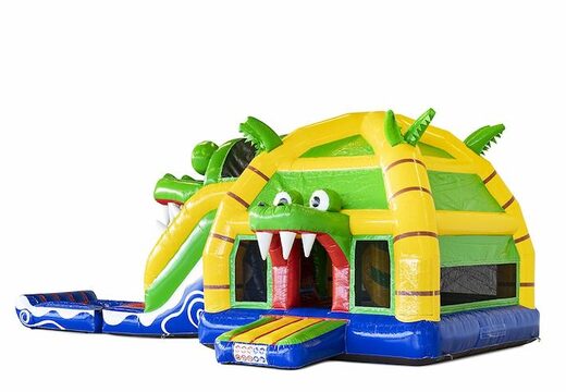 Gorila inflable con tema de cocodrilo grande con tobogán a la venta