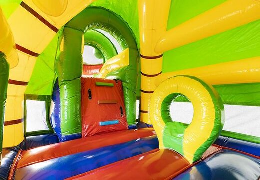 Pide cojín de aire hinchable grande con tobogán en tema de cocodrilo para niños