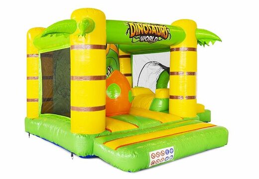 Cojín de aire inflable con tobogán en tema dino en verde con amarillo a la venta para niños