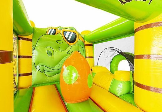 Comprar hamaca hinchable compacta con temática de dinosaurio con tobogán para niños