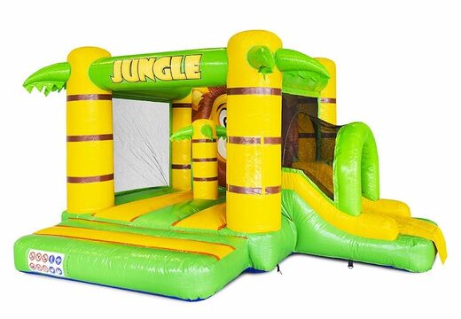 Solicite un cojín de aire inflable compacto con tobogán en el tema de la jungla para niños