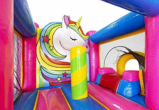 gorila inflable compacto con tobogán en tema de unicornio para la venta