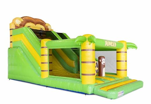 Solicite tobogán inflable con sección de castillo hinchable en el tema de la jungla para niños