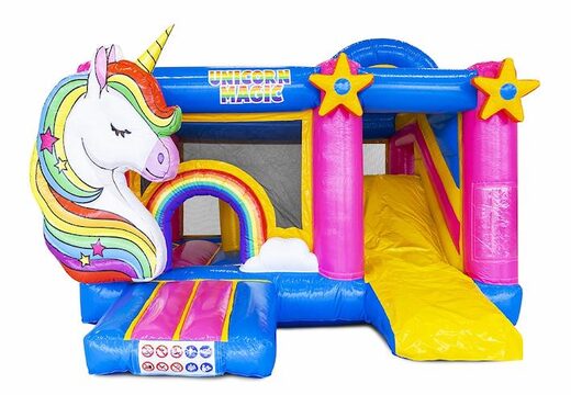 Gorila inflable con tema de unicornio con tobogán a la venta para niños