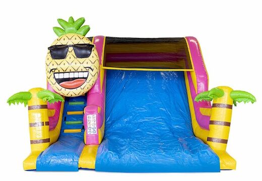 Cojín de aire tobogán compacto inflable con temática hawaiana con palmeras a la venta para niños