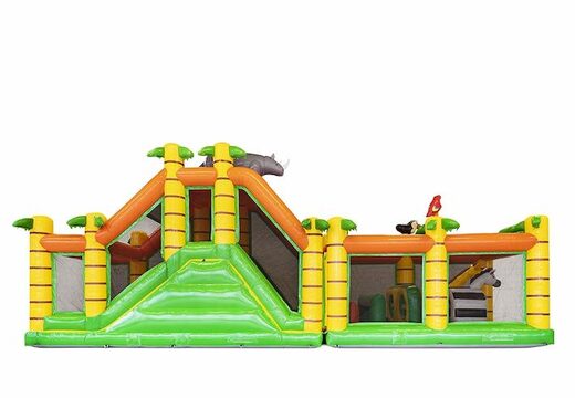 Carrera de obstáculos inflable con temática de safari grande a la venta para niños
