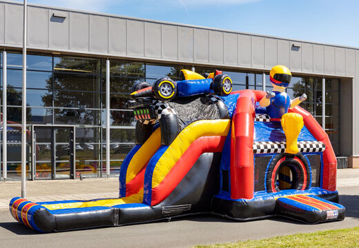 Super gorila inflable multijuego con tema de Fórmula 1 con tobogán a la venta para niños