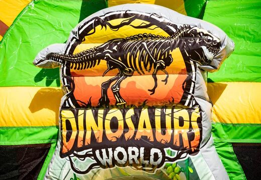 Ordene el colchón de aire inflable multiplay con tobogán en el tema amarillo verde dino