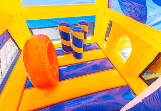 Solicite colchón de aire inflable con sección de salto y tobogán en tema de pato de goma para niños