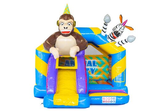 Comprar tobogán hinchable combo animal party con tobogán frontal para niños