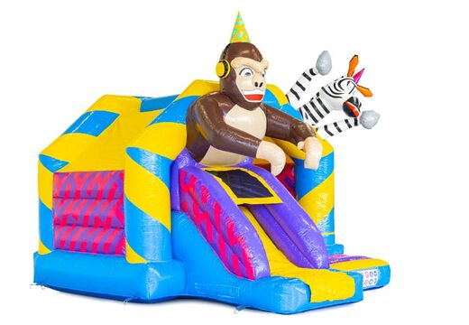 Tobogán inflable combo animal party con tobogán frontal a la venta para niños
