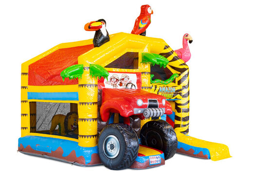 Comprar castillo hinchable multijuegos hinchable con techo en tema amazon safari para niños