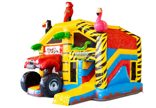 Castillo hinchable multijuego hinchable con techo en tema de safari amazónico a la venta para niños