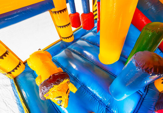 Castillo hinchable hinchable con tobogán y techo con temática de safari amazónico a la venta para niños