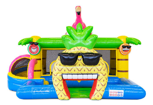 Solicite un castillo hinchable hinchable con el tema Flamingo para niños. Comprar hinchables online en JB Hinchables España