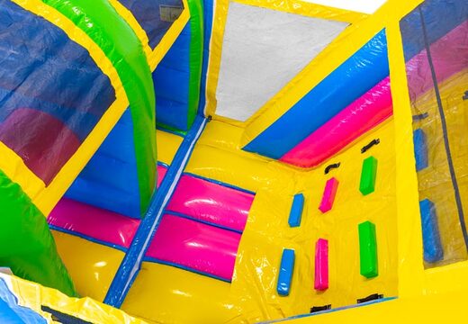 Pista americana inflable de Colores Felices de 13 metros de largo para niños. Ordene pistas americanas inflables ahora en línea en JB Hinchables España