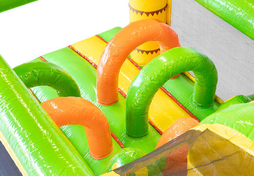 Ordene 13 metros Pista americana inflable en tema Dinosaurio para niños. Compre pistas americanas inflables ahora en línea en JB Hinchables España