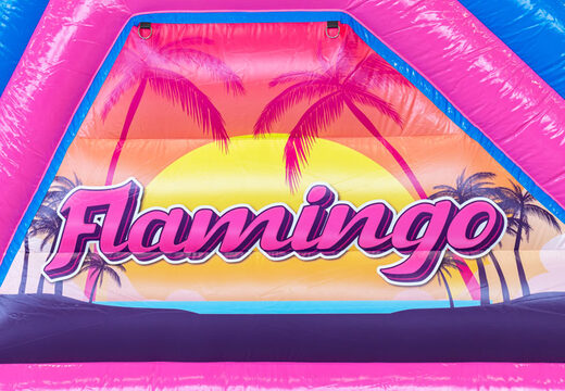 Comprar la pista americana 13 metros en el tema Flamingo para niños. Ordene pistas americanas inflables ahora en línea en JB Hinchables España