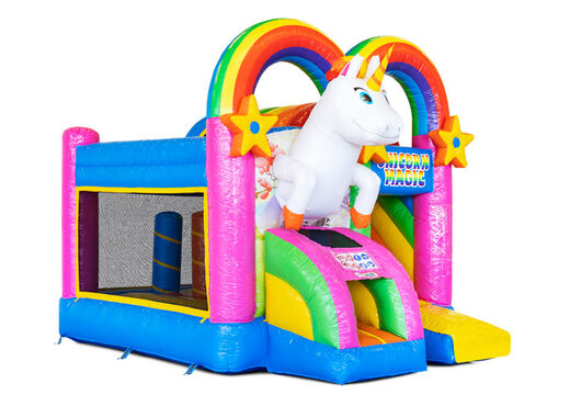 Mini castillo hinchable Multiplay con temática Unicornio a la venta en JB Inflatables. Ordene los saltadores inflables en JB Hinchables España