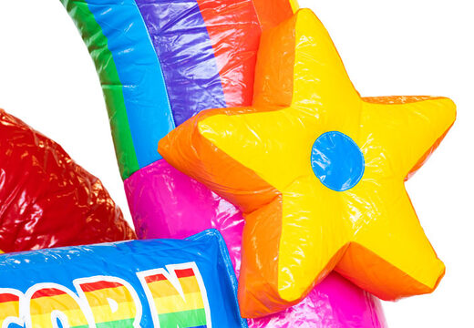 Pide castillo hinchable Mini Multiplay con tema Unicornio para niños. Comprar castillos hinchables en JB Hinchables España