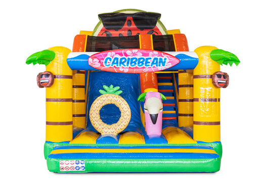 Ordene el cojín de aire inflable Multi Slide con tobogán en el tema del Caribe para niños. Comprar colchonetas hinchables online en JB Hinchables España