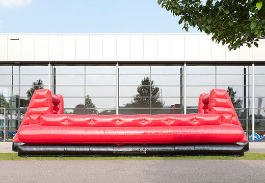 Compre un futbolín negro y rojo con un exclusivo sistema de tablero deslizante con fondo