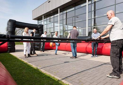 Comprar juego de futbolín negro rojo con exclusivo sistema deslizante de embarque sin fondo para niños.