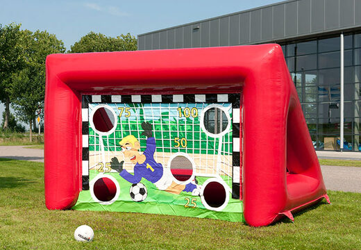 Ordene portería de fútbol roja hinchable del tamaño de una portería de fútbol sala para grandes y pequeños. Compre porterías de fútbol inflables ahora en línea en JB Inflatables Nederland
