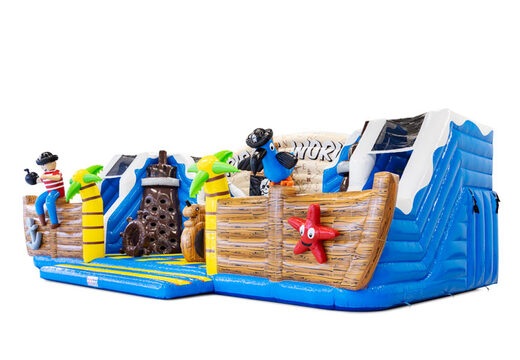 Lado del pirata Slideworld con animales marinos y loro