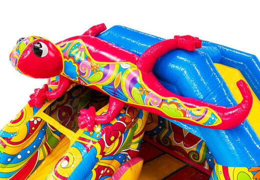 Gran salamandra rosa en el castillo hinchable Slidecombo en venta en JB
