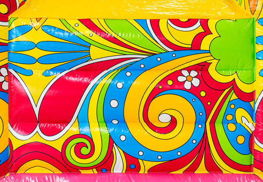 Estampado Paisley colorido amarillo verde rosa azul naranja en el castillo hinchable SlideCombo