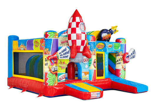 Rojo azul amarillo cohete bomba tema cómic multiplay