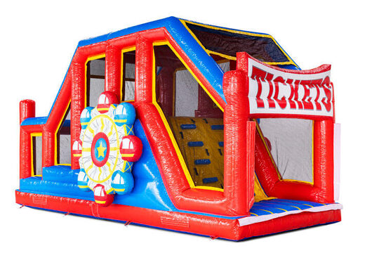 Módulos de circuito de obstáculos inflables en rojo azul amarillo Base Jump